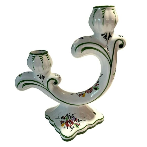 Vintage Handpainted Dual Candle Holders Made in Portugal RCCL (2) Art Pottery - Picture 2 of 8